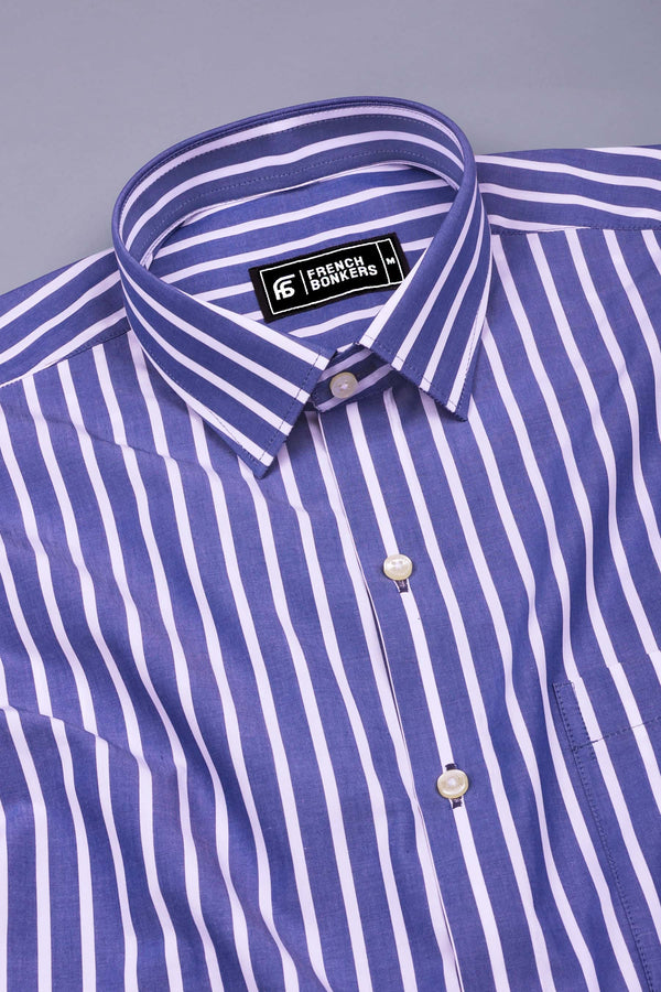 Storme Blue with White Vintage Stripe Shirt