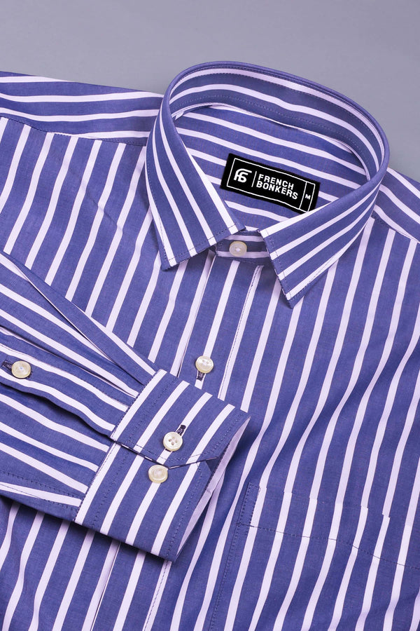 Storme Blue with White Vintage Stripe Shirt