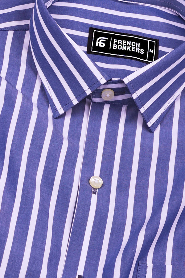 Storme Blue with White Vintage Stripe Shirt
