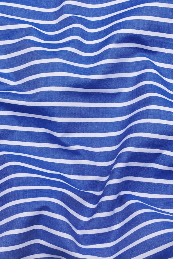 Valenzo Blue with White Stripe Cotton Shirt