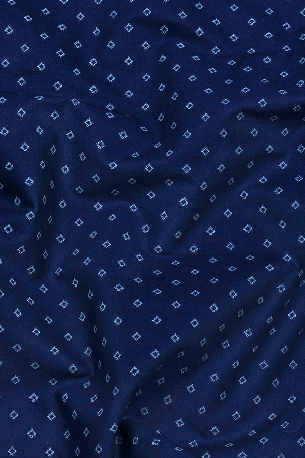 Bravino Blue Shadow Diamond Print Cotton Shirt