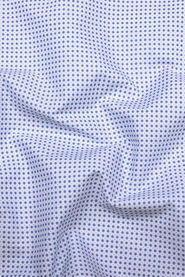 Dexiva White and Blue Ditsy Print Cotton Shirt