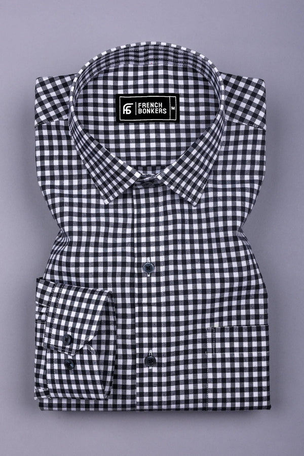 Grevola Black and White Check Cotton Shirt - Main Image