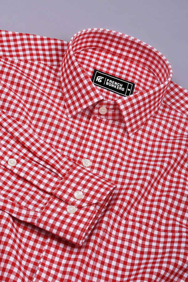 Grevola Red and White Check Cotton Shirt