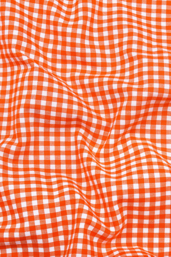 Grevola Orange and White Check Cotton Shirt