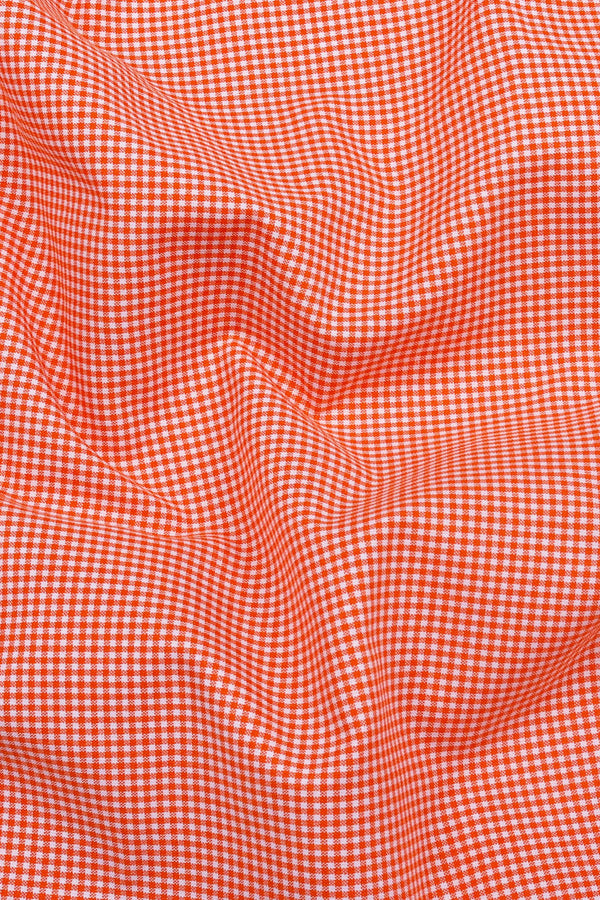 Oranvo Orange and White Mini Check Cotton Shirt