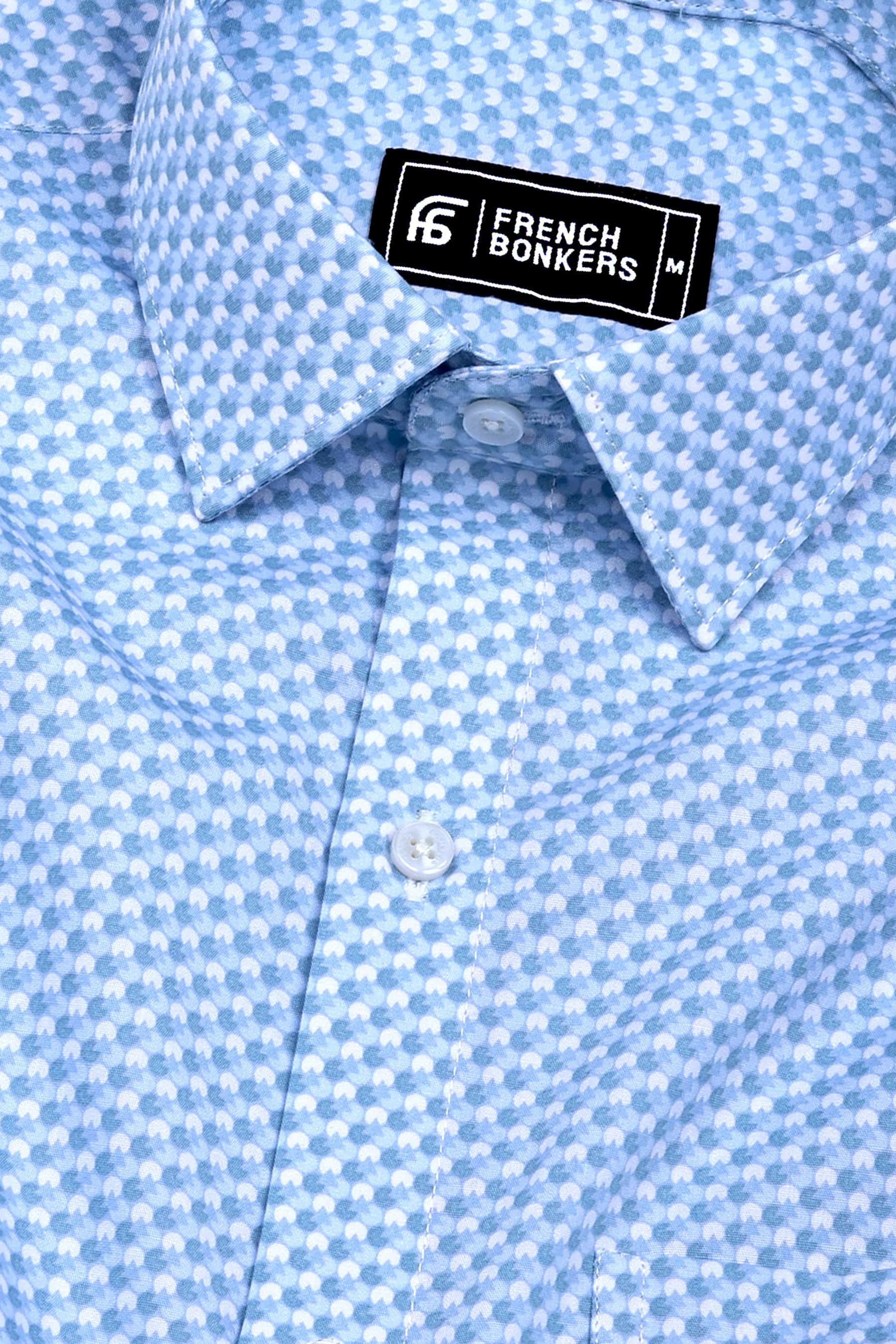 Orbix Sky Multicolor Micro Circle Printed Cotton Shirt