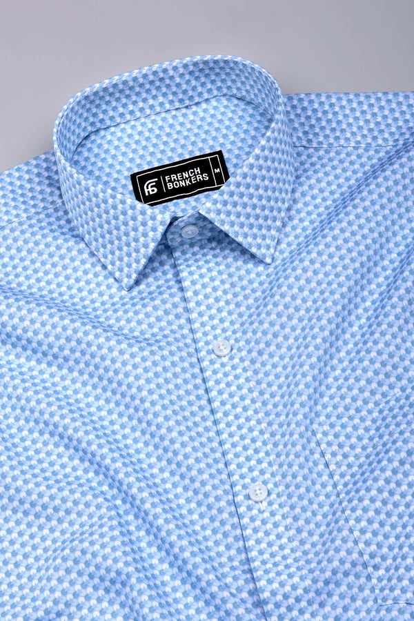 Orbix Sky Multicolor Micro Circle Printed Cotton Shirt