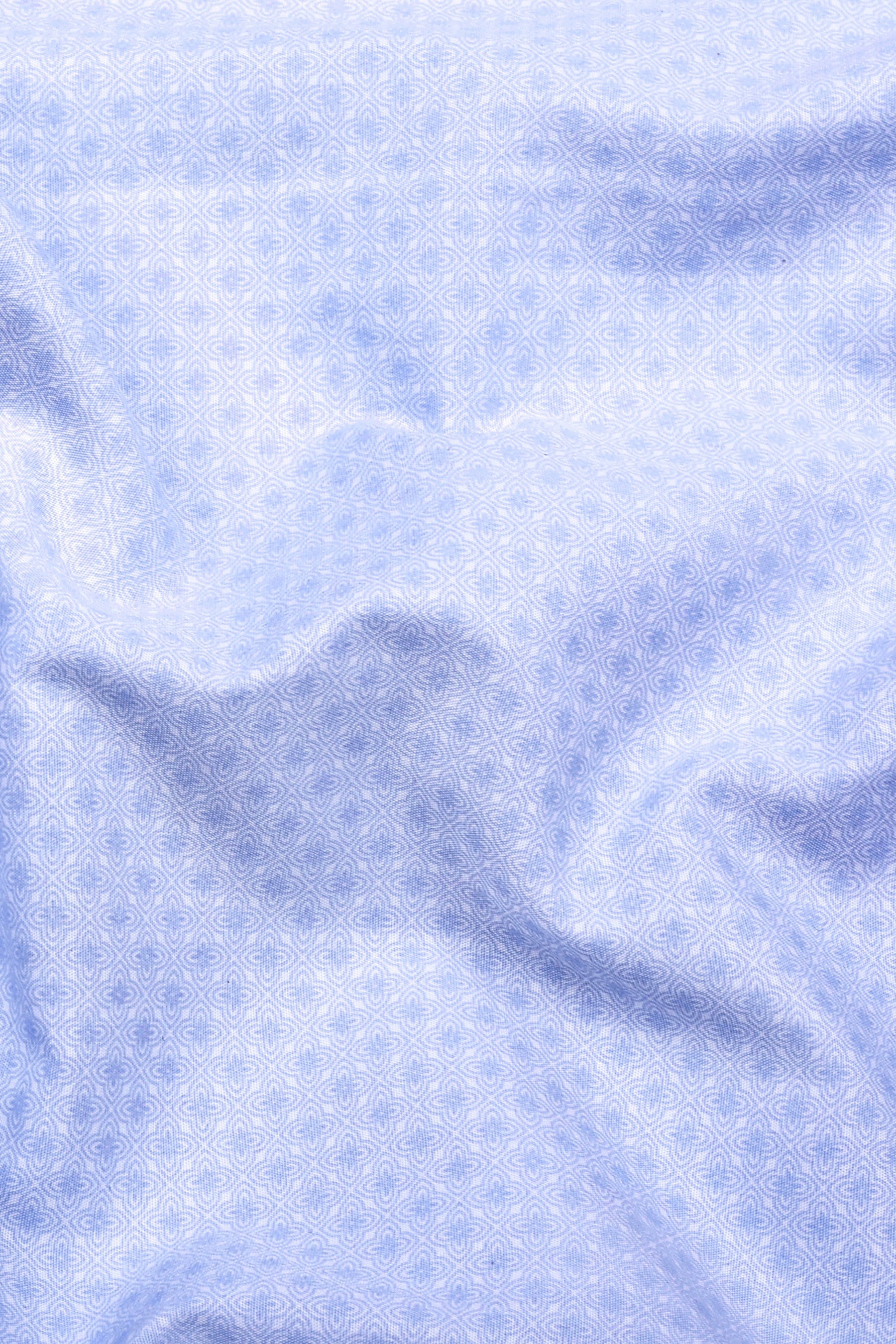 Aethera Sky Blue Micro Printed Cotton Shirt