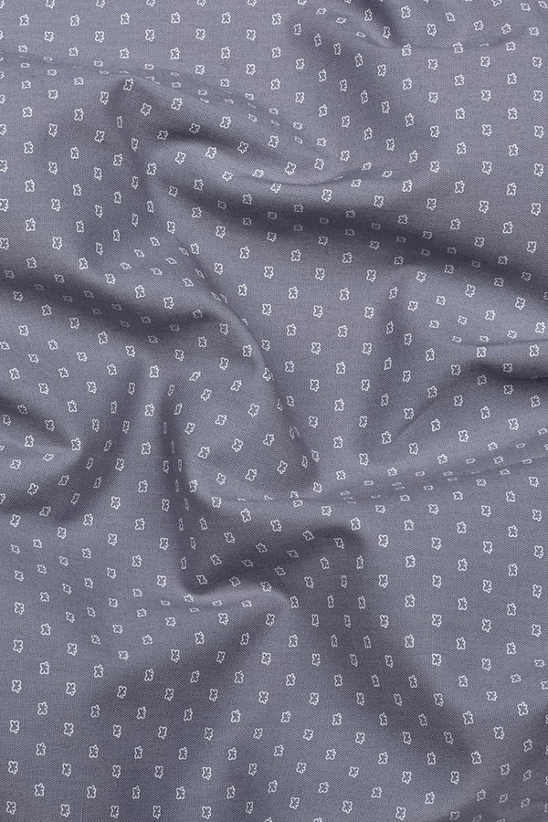 Flora Grey Micro Printed Cotton Shirt