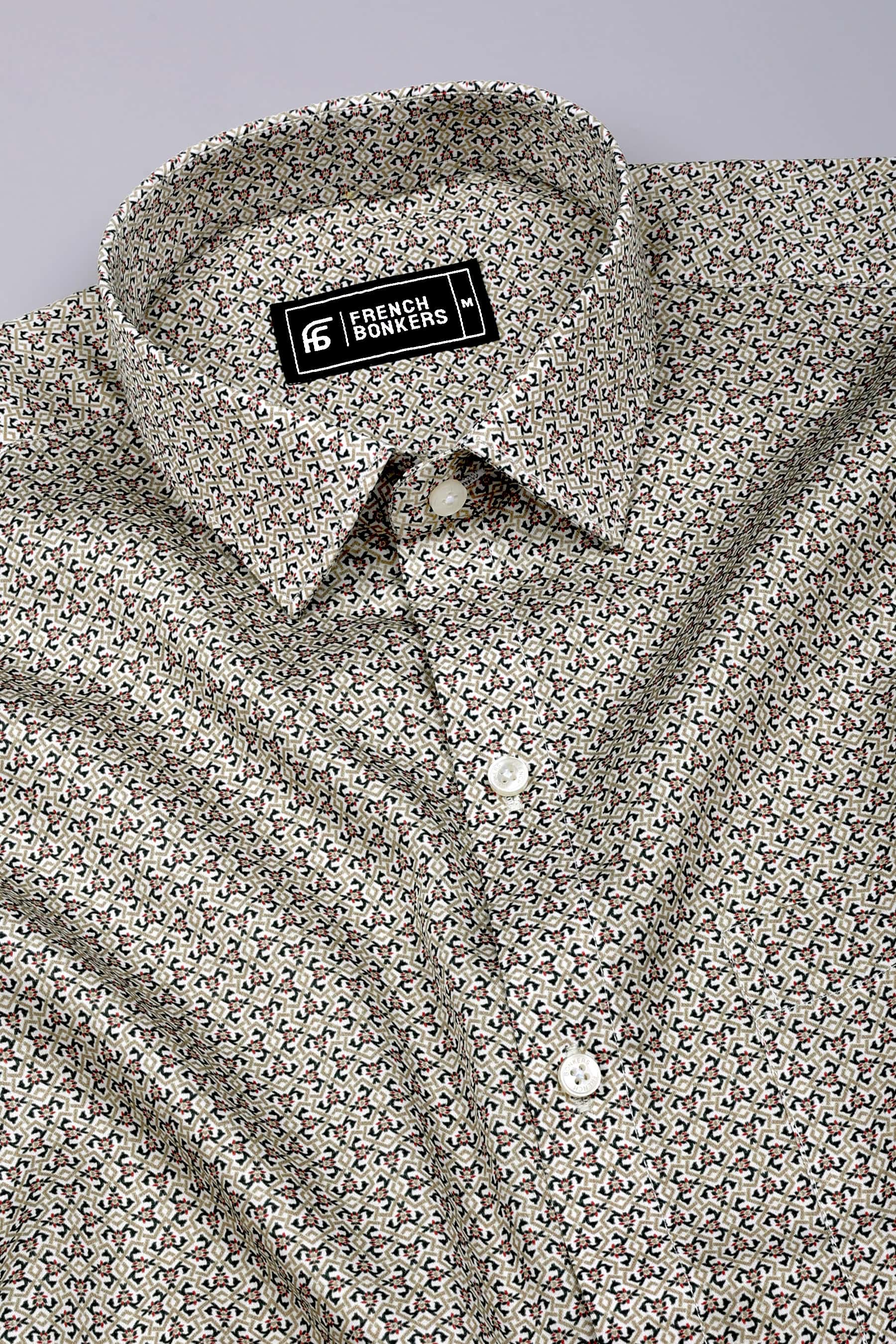 Fynox Multicolour Mini Motif Printed Cotton Shirt