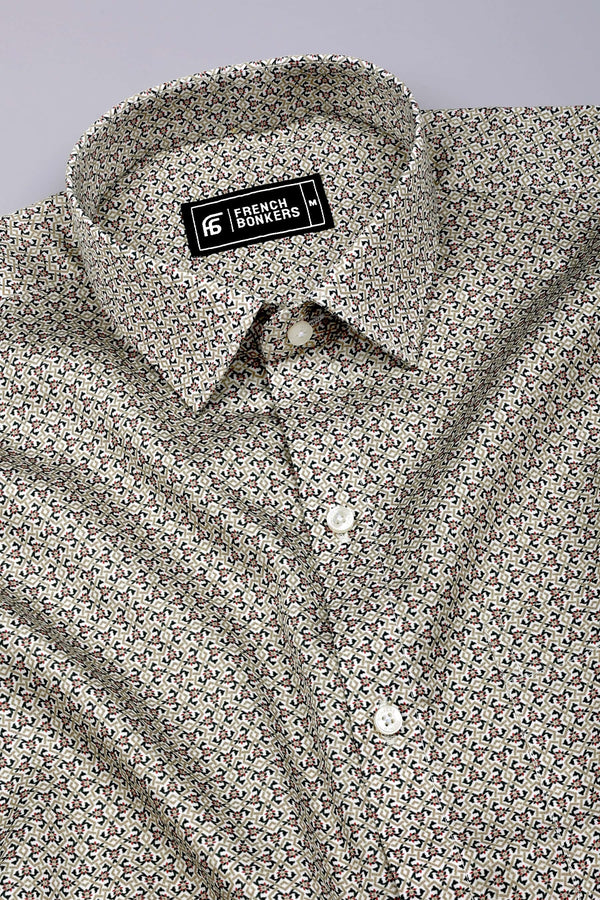 Fynox Multicolour Mini Motif Printed Cotton Shirt