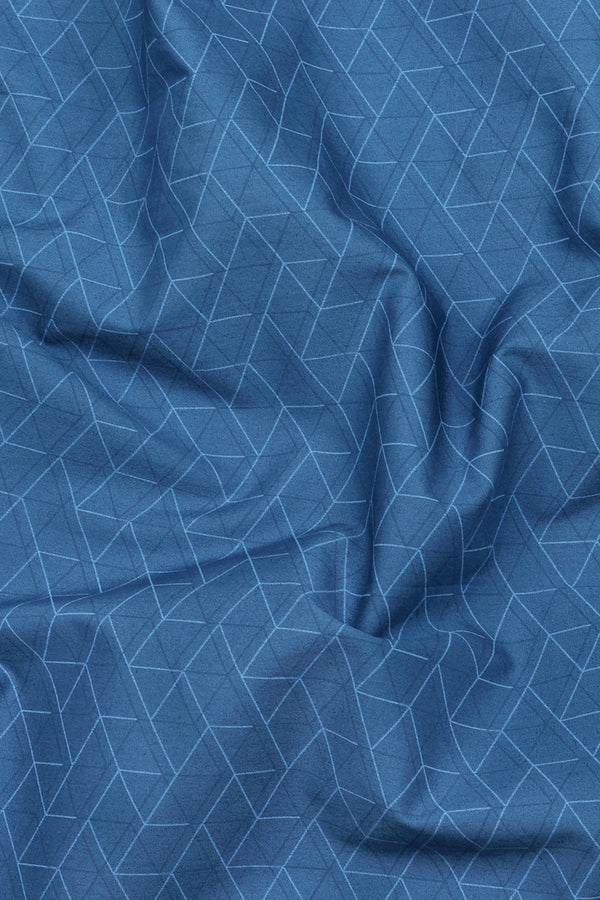Ornix Navy Blue block printed Cotton Shirt