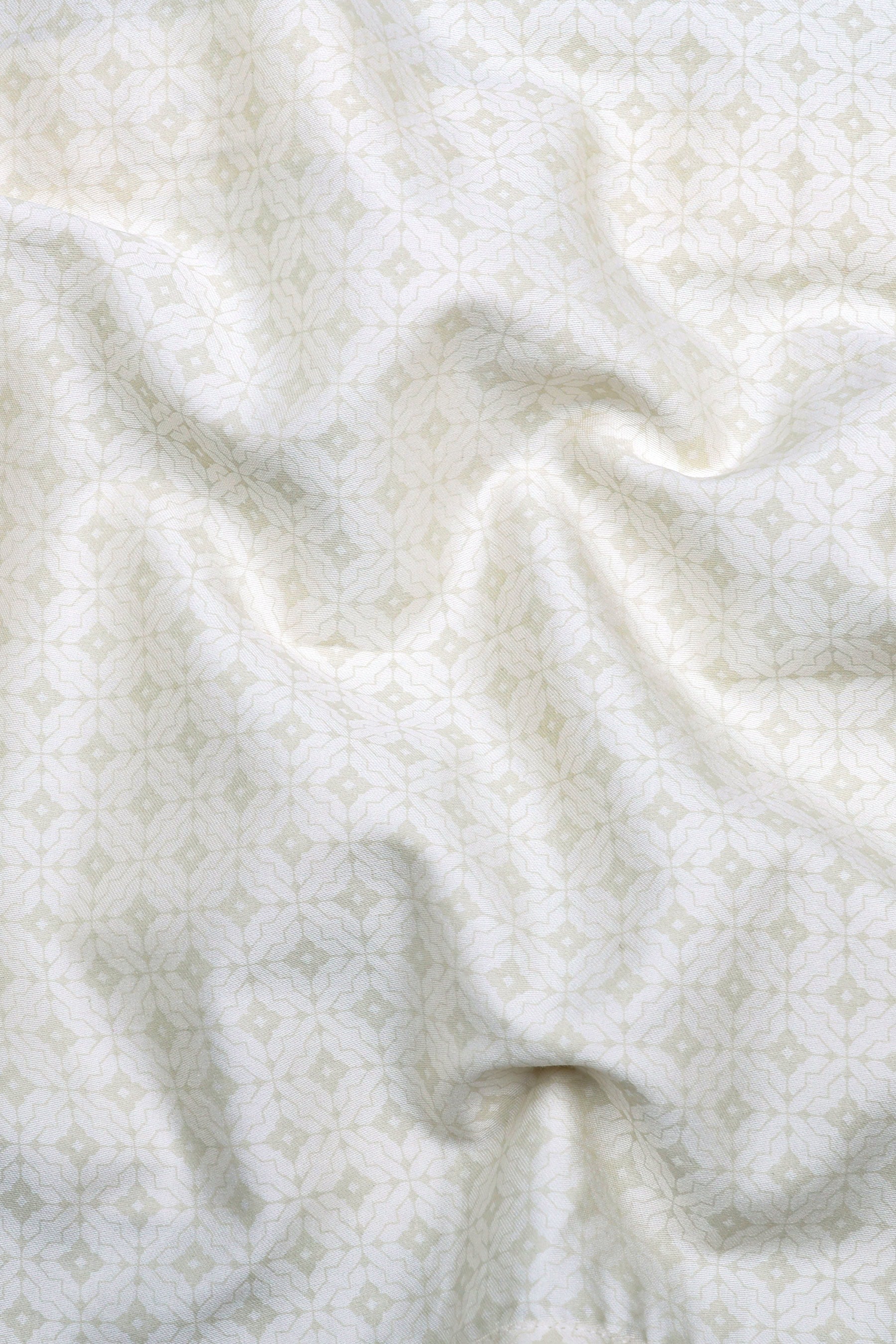 Lunara Cream Micro Printed Cotton Shirt