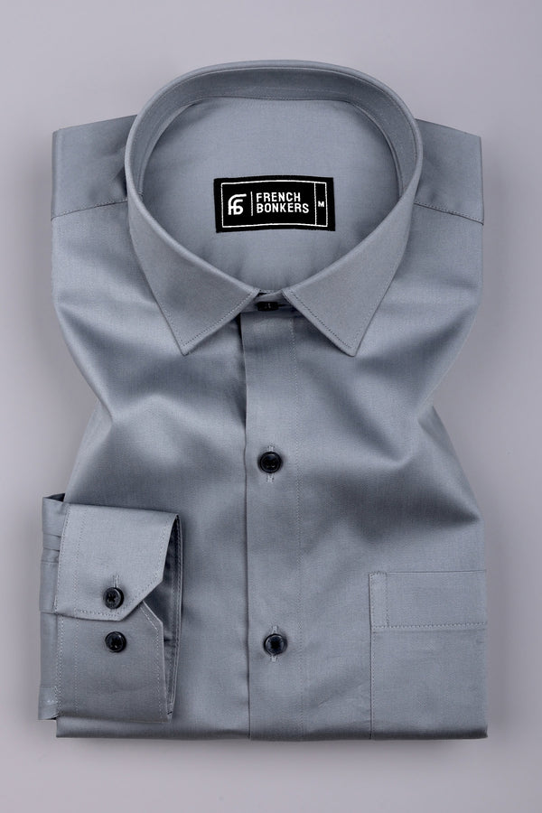 Cloud Grey Solid Cotton Shirt