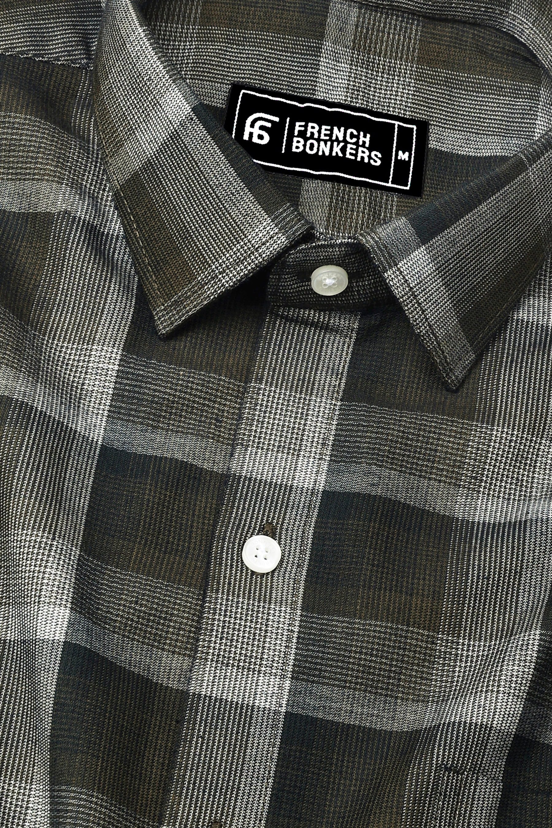 Zimma Green With White Check Corduroy Cotton Shirt