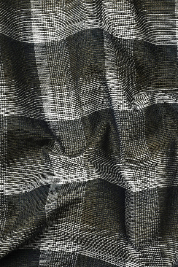 Zimma Green With White Check Corduroy Cotton Shirt