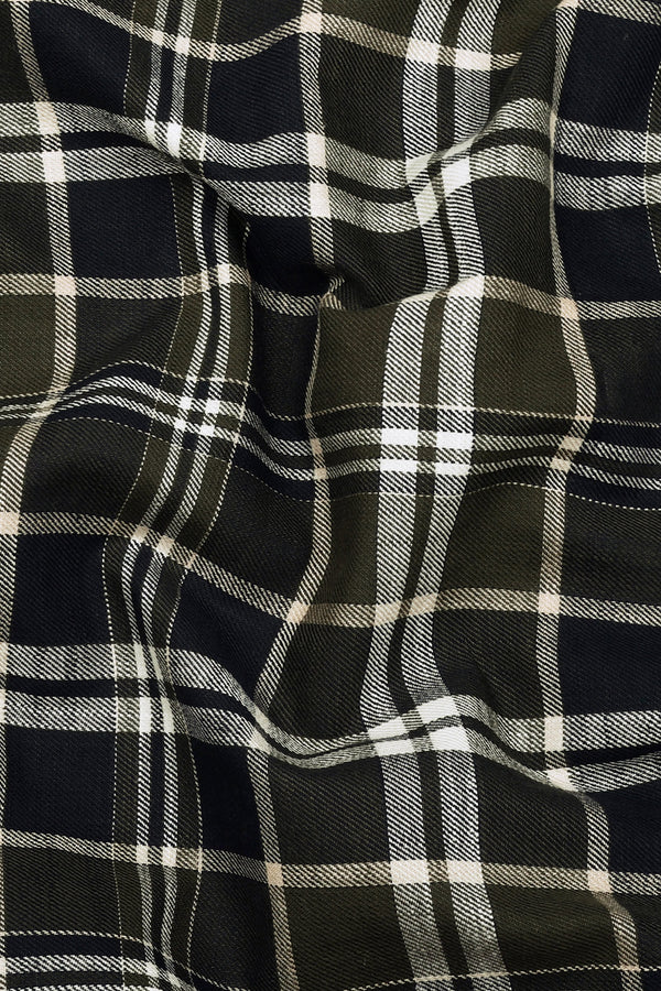 Sinza Green With Navyblue Twill Check Cotton Shirt