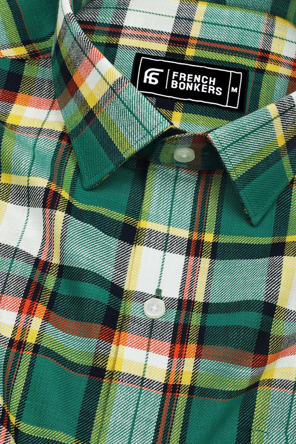 Thermond Green Multicolour Twill Check Cotton Shirt