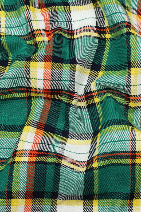 Thermond Green Multicolour Twill Check Cotton Shirt