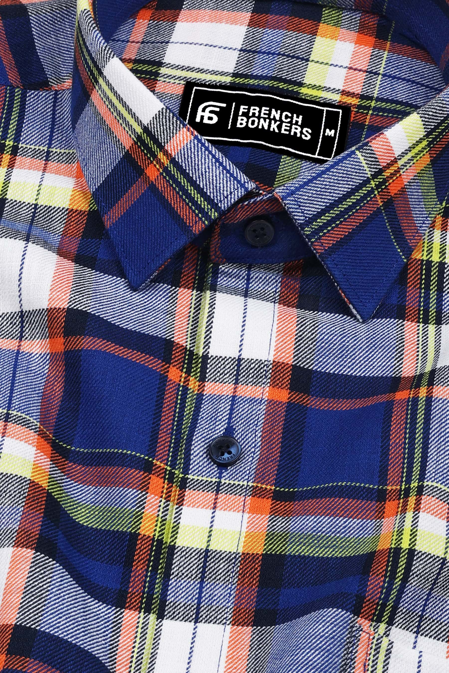 Eclipse Blue Multicolor Twill Check Cotton Shirt