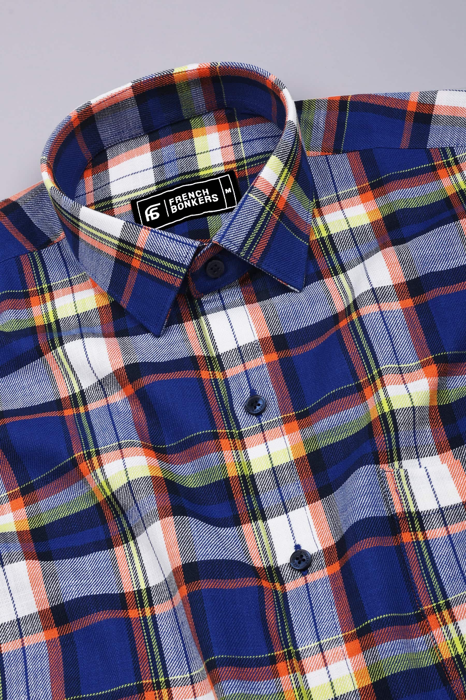 Eclipse Blue Multicolor Twill Check Cotton Shirt