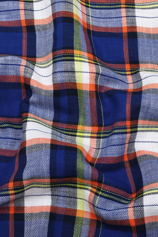 Eclipse Blue Multicolor Twill Check Cotton Shirt