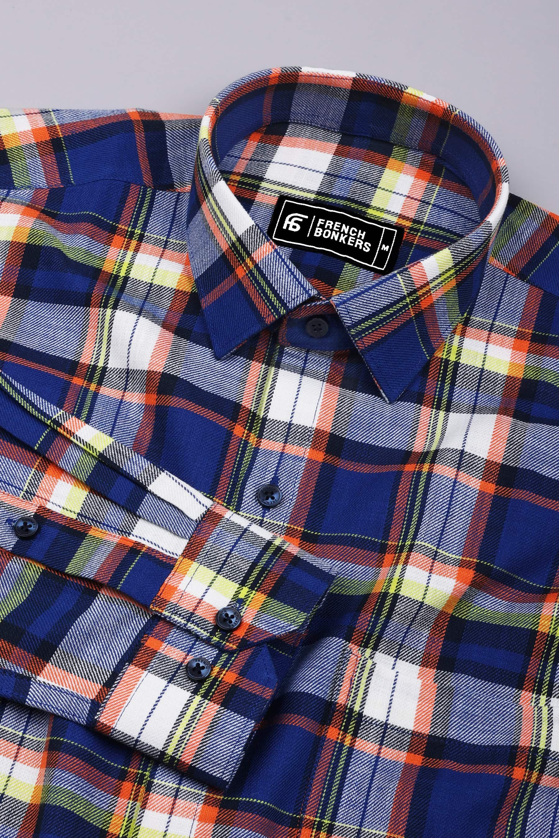 Eclipse Blue Multicolor Twill Check Cotton Shirt