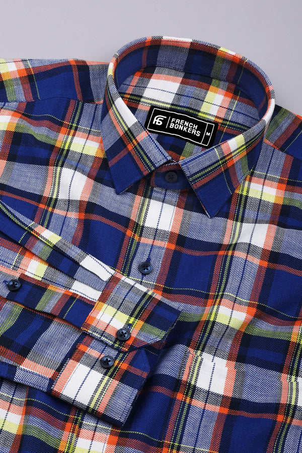 Eclipse Blue Multicolor Twill Check Cotton Shirt