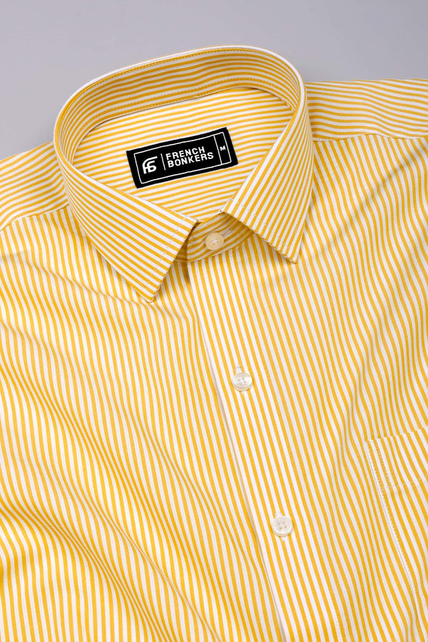 Marigold Yellow and White Stripe Cotton Shirt