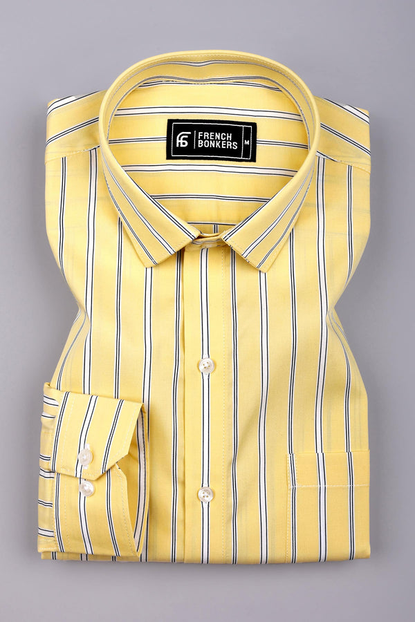 Muse Yellow with White Stripe Cotton Shirt
