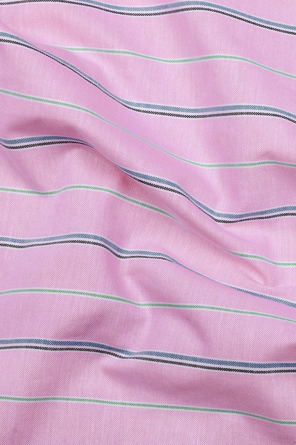 Pastel Pink With Multicolor Stripe Oxford Cotton Shirt