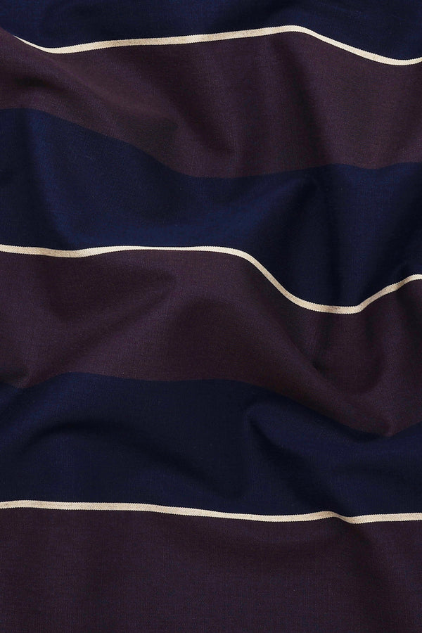 Kelvon Brown and Blue Broad Stripe Cotton Shirt