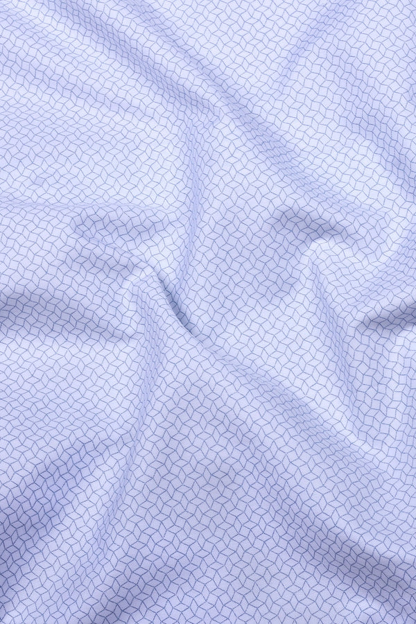 Triza White With Blue Geometric Printed Oxford Cotton Shirt
