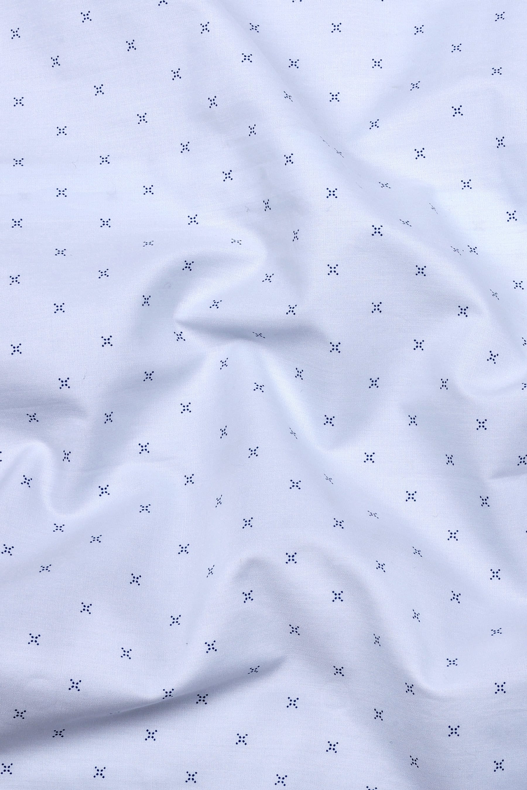 Ice Blue With Navyblue Doted Cross printed Cotton Shirt