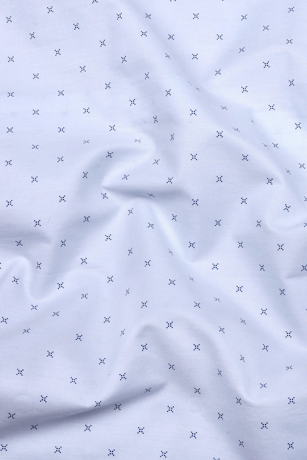Ice Blue With Navyblue Doted Cross printed Cotton Shirt
