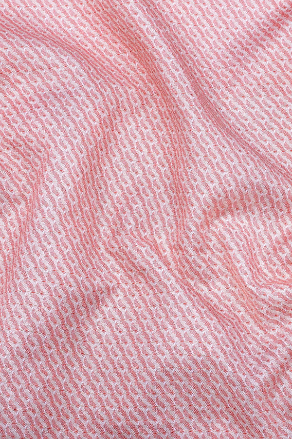 Flamingo Pink with Cream geometric chain Printed Cotton Shirt