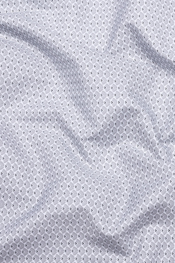 White With grey SeaShell Printed Cotton Shirt