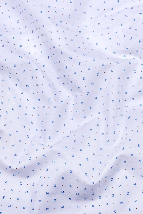 Milary White With Blue Hourglass Printed Cotton Shirt