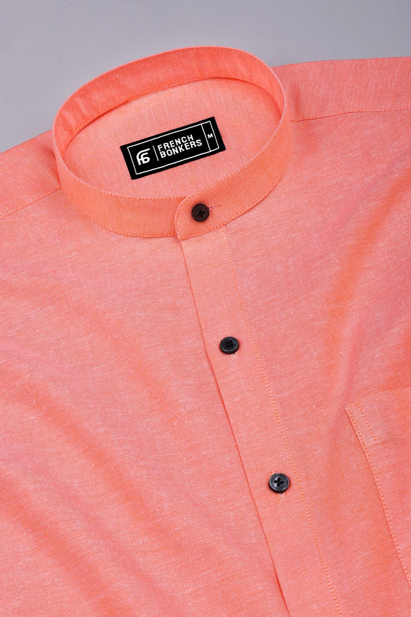Arctic Peach Orange Solid Oxford Cotton Shirt