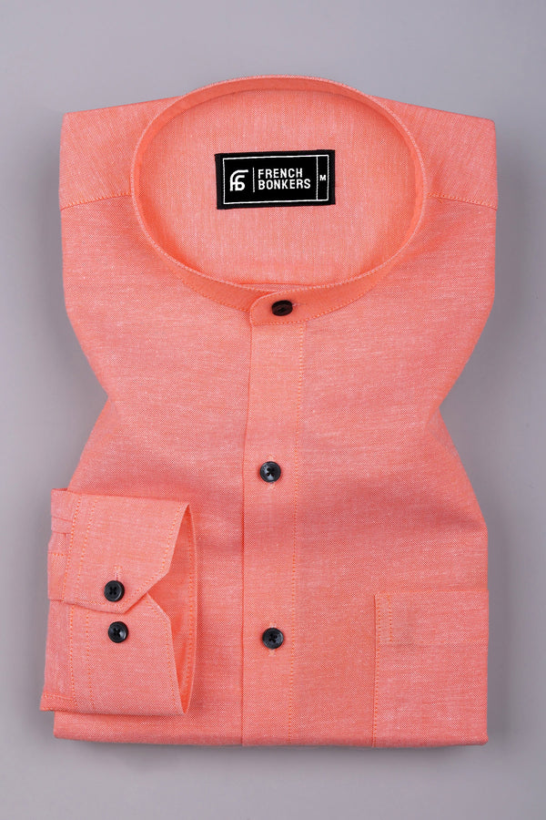 Arctic Peach Orange Solid Oxford Cotton Shirt