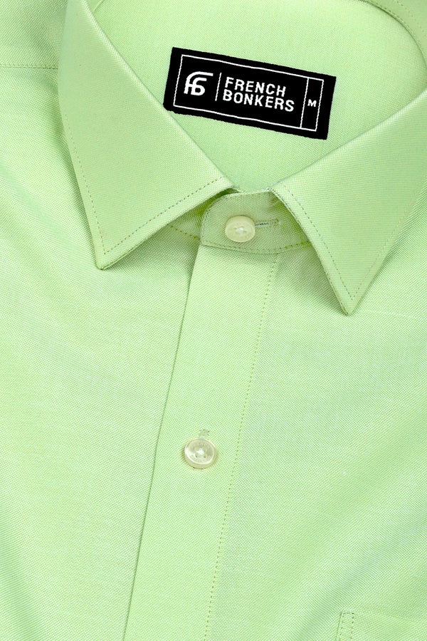 Arctic Light Pista Green Solid Oxford Cotton Shirt