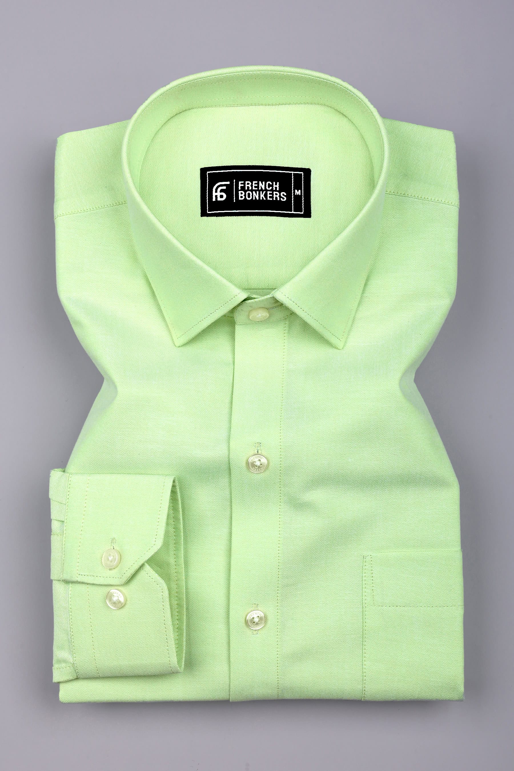Arctic Light Pista Green Solid Oxford Cotton Shirt