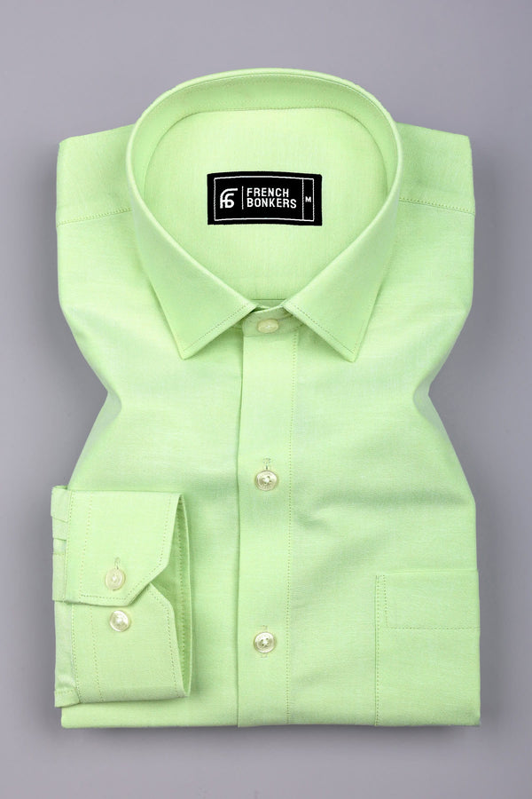 Arctic Light Pista Green Solid Oxford Cotton Shirt