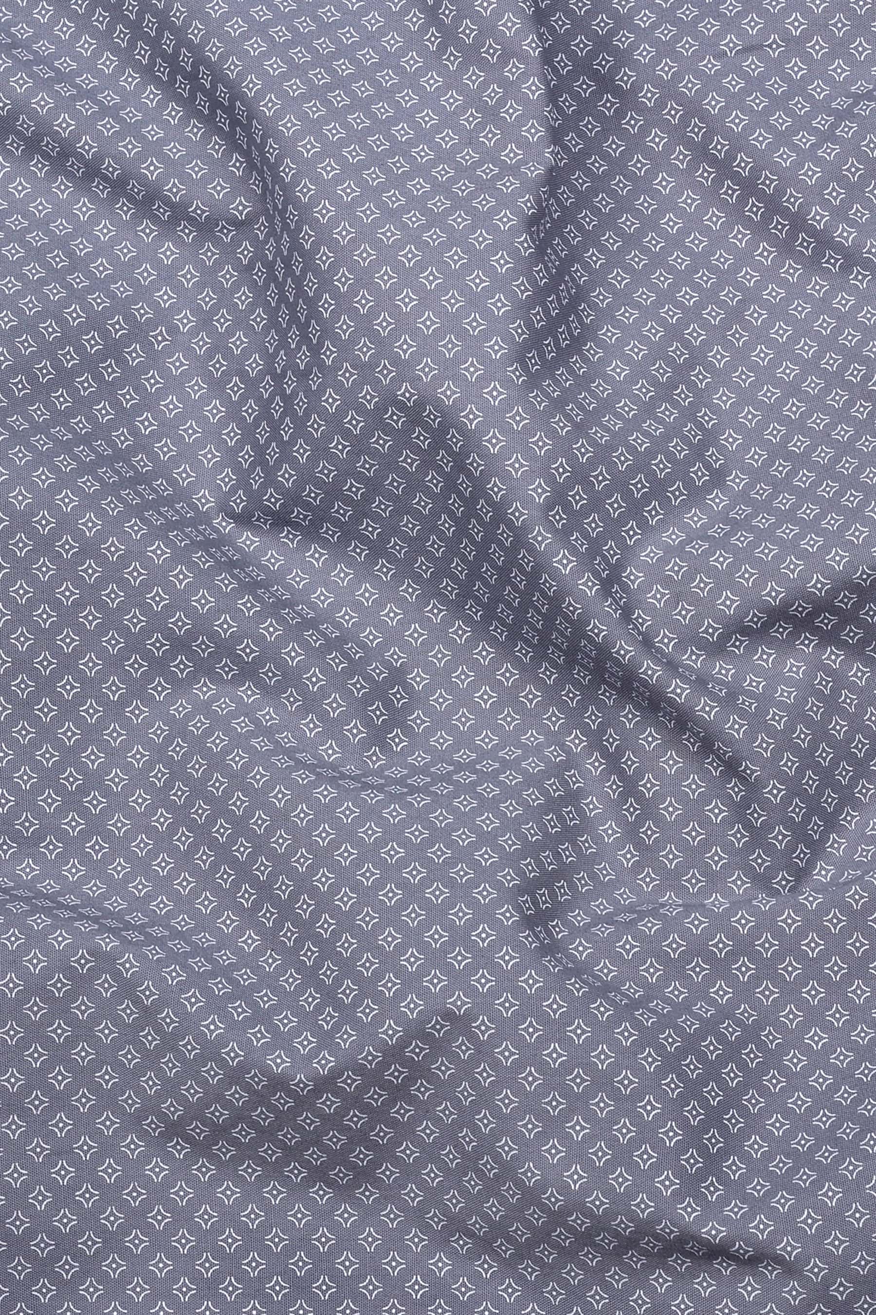 Smoky Grey With White Printed Cotton Shirt