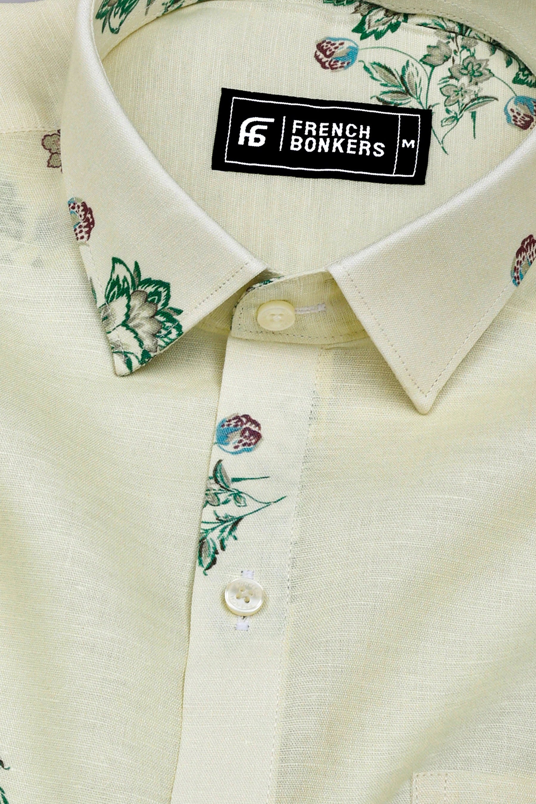 Freesia Cream Floral Printed Linen Cotton Shirt