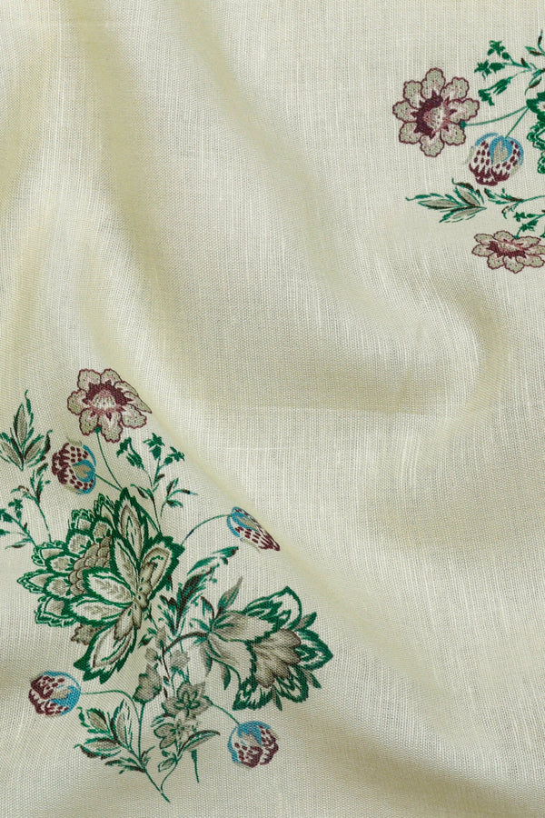 Freesia Cream Floral Printed Linen Cotton Shirt