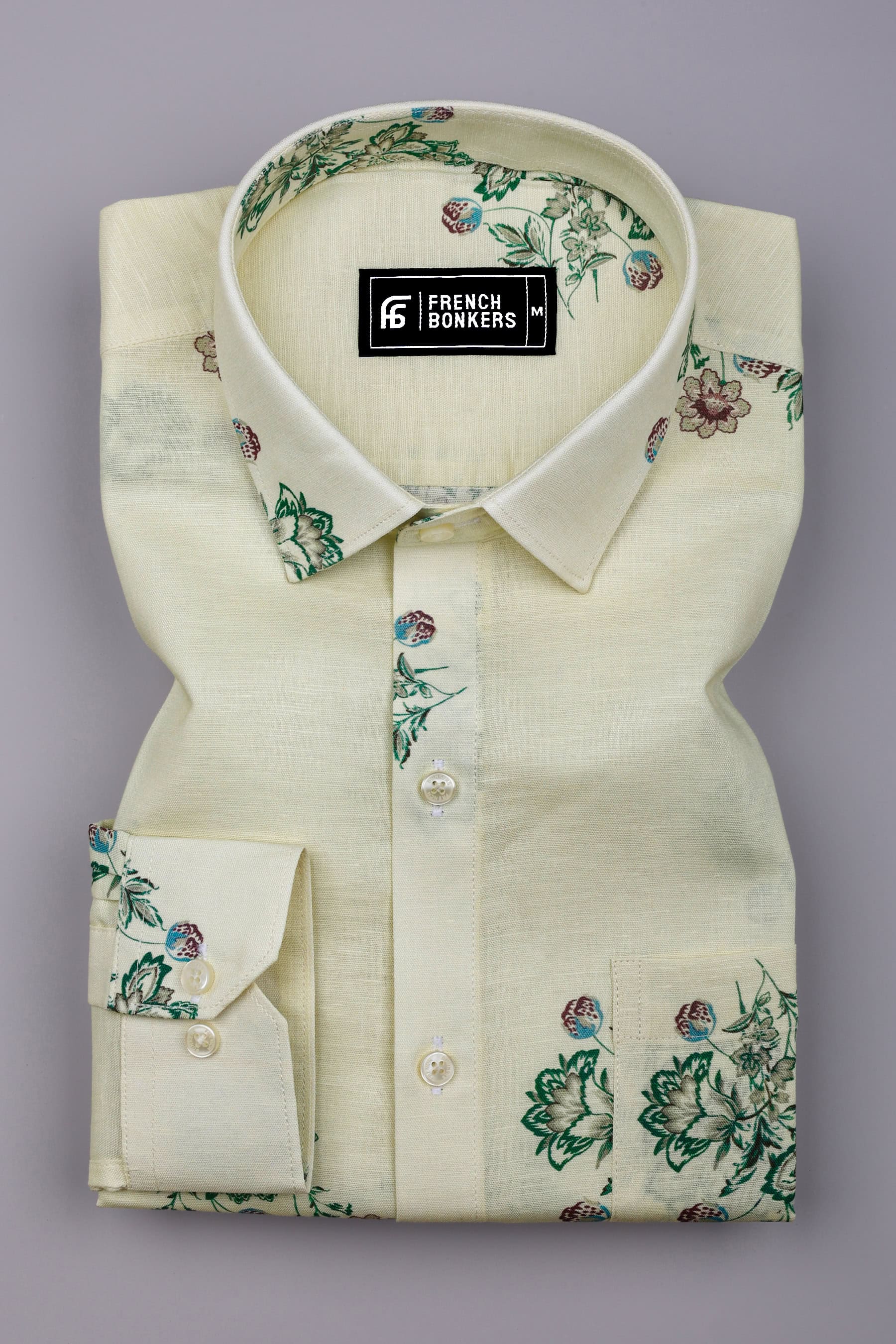 Freesia Cream Floral Printed Linen Cotton Shirt