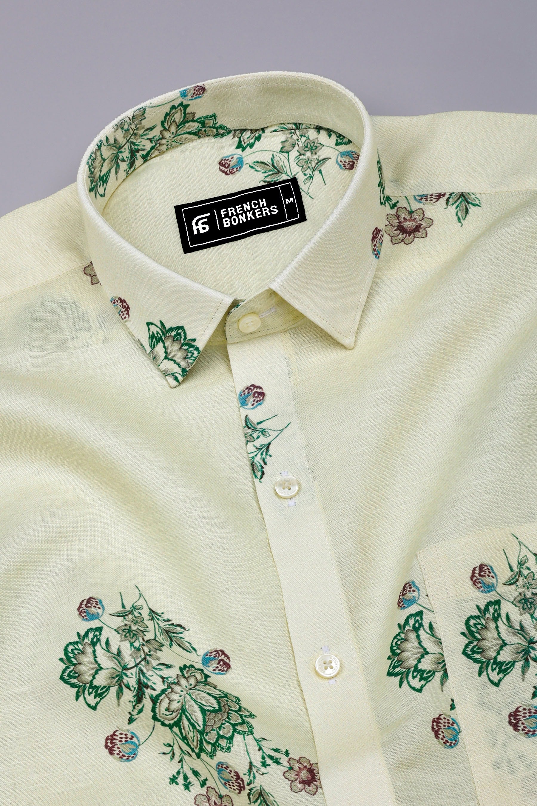 Freesia Cream Floral Printed Linen Cotton Shirt