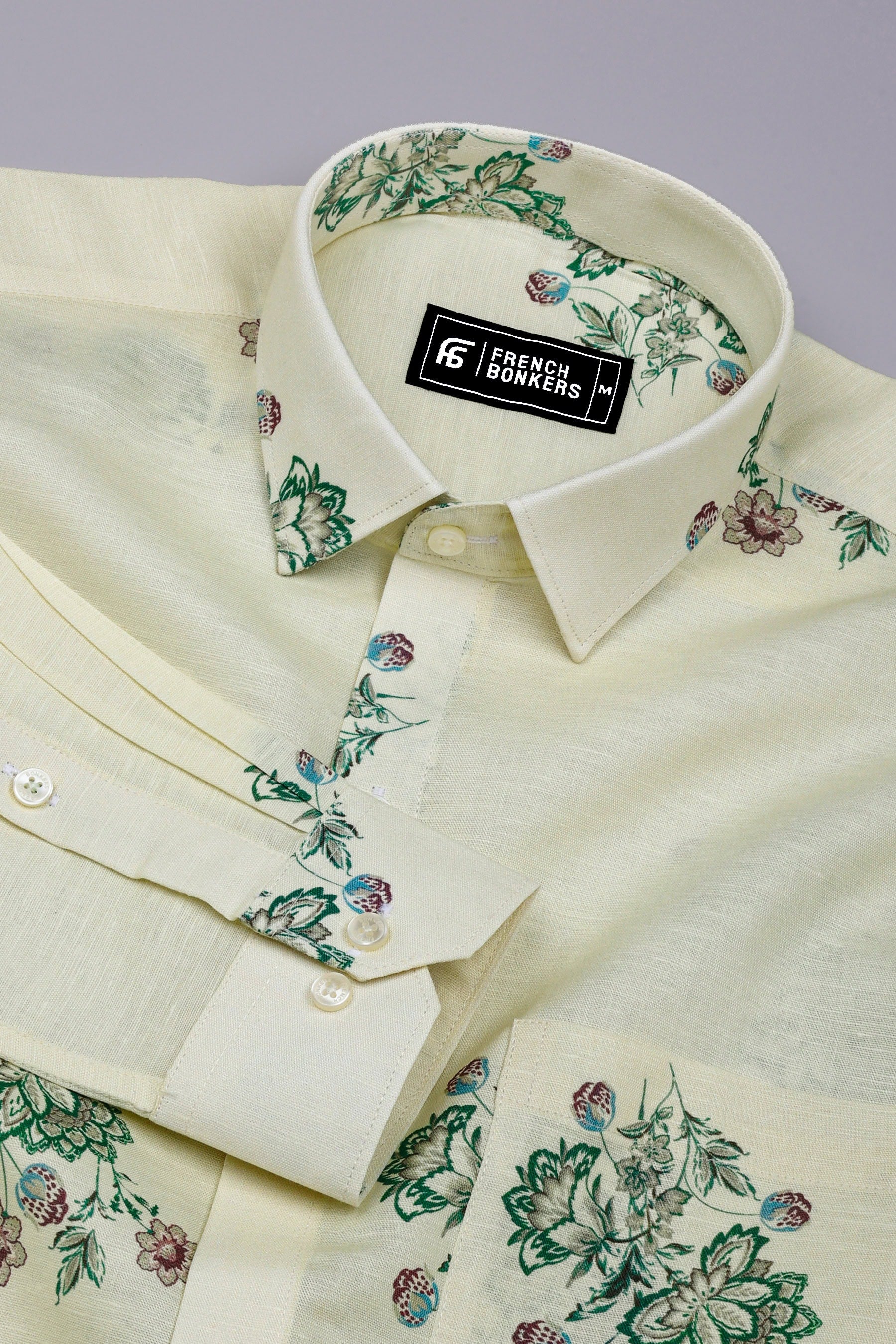 Freesia Cream Floral Printed Linen Cotton Shirt